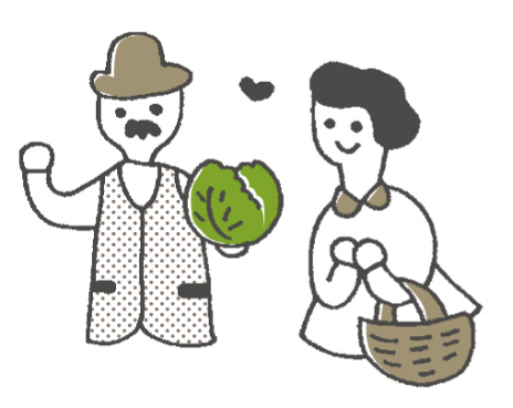 野菜を売る人と買う人のイラスト